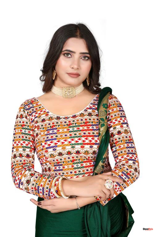 Round Neck Aztec Print Pattern long Sleeves Full Stretchable Blouse for Women and Girls