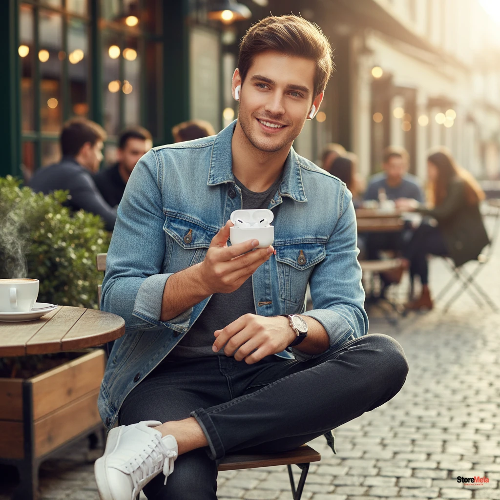 A10 Earpod Pro TWS Bluetooth Earphones – True Wireless Stereo with Mic, Noise Cancellation & 4 Hours Playtime (White)